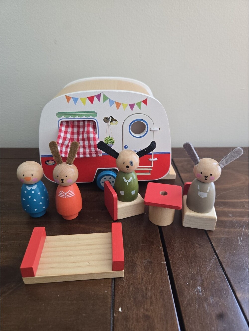 Moulin Roty La Grande Famille 4 Personaggi Wooden Toy Caravan Montessori France